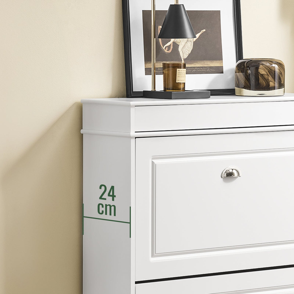 SoBuy Smalle Schoenenkast met 2 Kleppen - Schoenentipper Zwart FSR78-L-W 75 x 24 x 96 cm