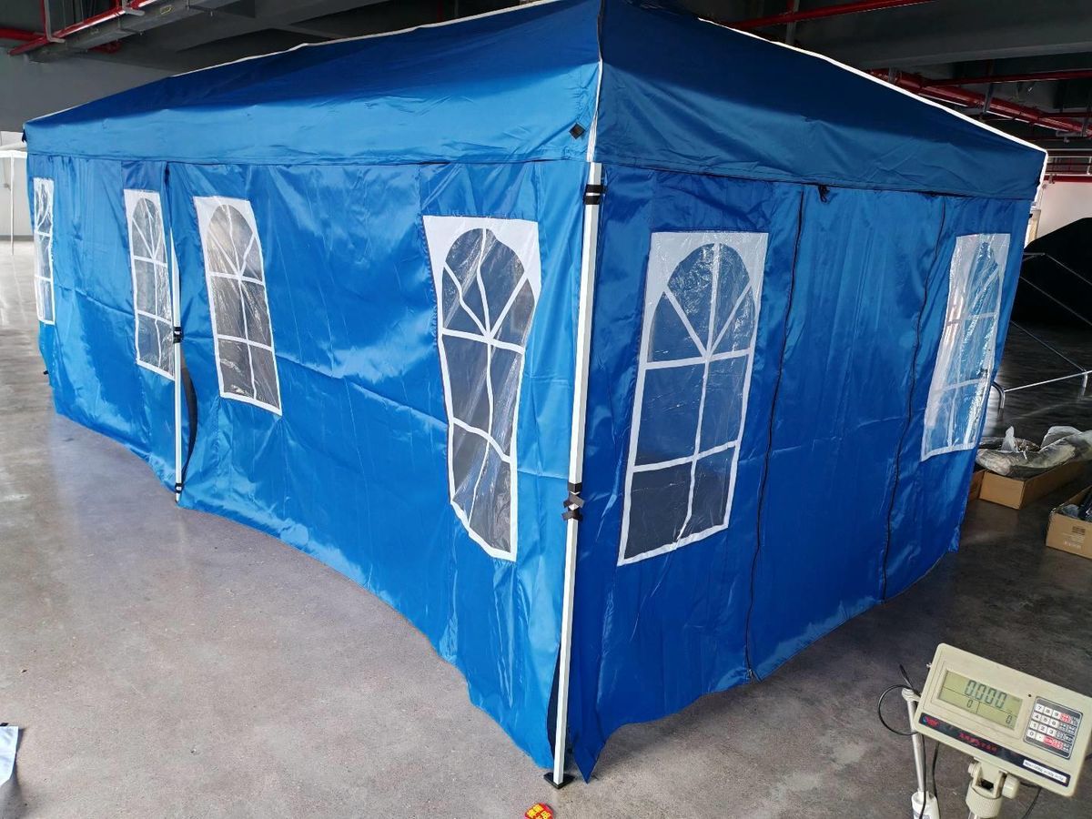 Coast partytent opvouwbaar - 3 x 6 meter - hoogte verstelbaar - 6 zijwanden - blauw