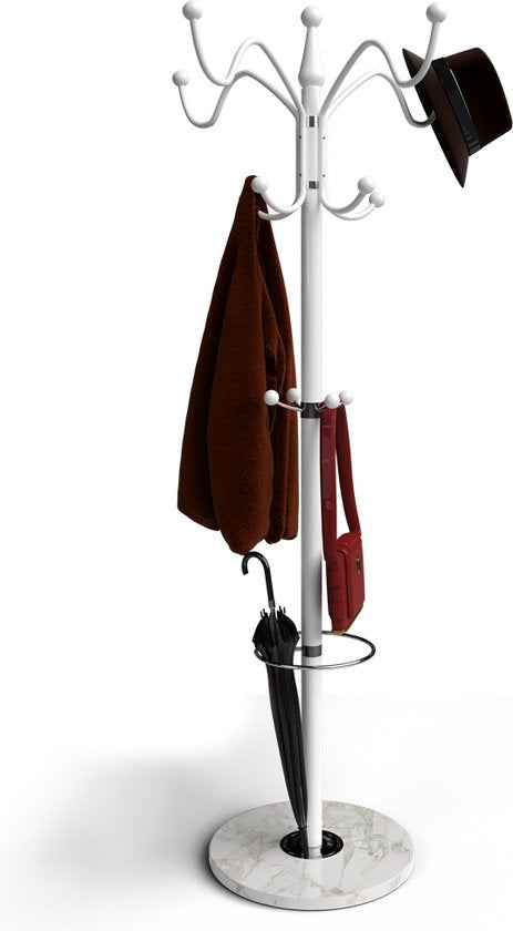 Casaria Kapstok - Staand 14 haken Draaibaar 37x37x175cm - Wit