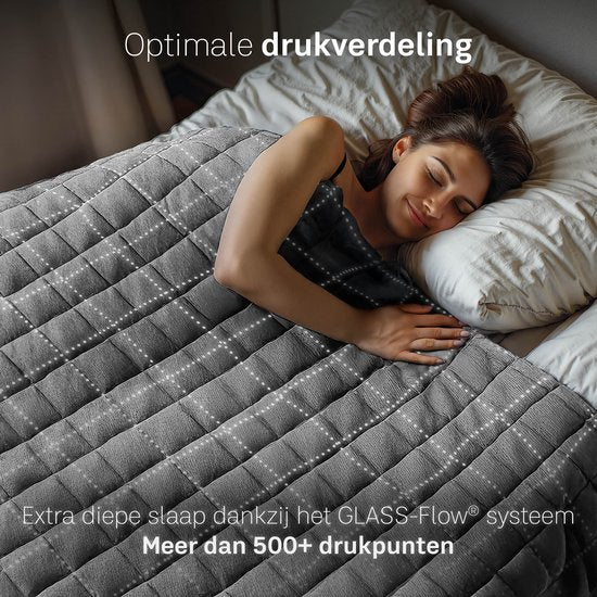 CozySense® Verzwaringsdeken 9 kg - Weighted Blanket - Zwaartedeken - GLASS-Flow® Drukverdeling - 135x200 - Flanelfluweel & Sherpa - Hypoallergeen - Grijs