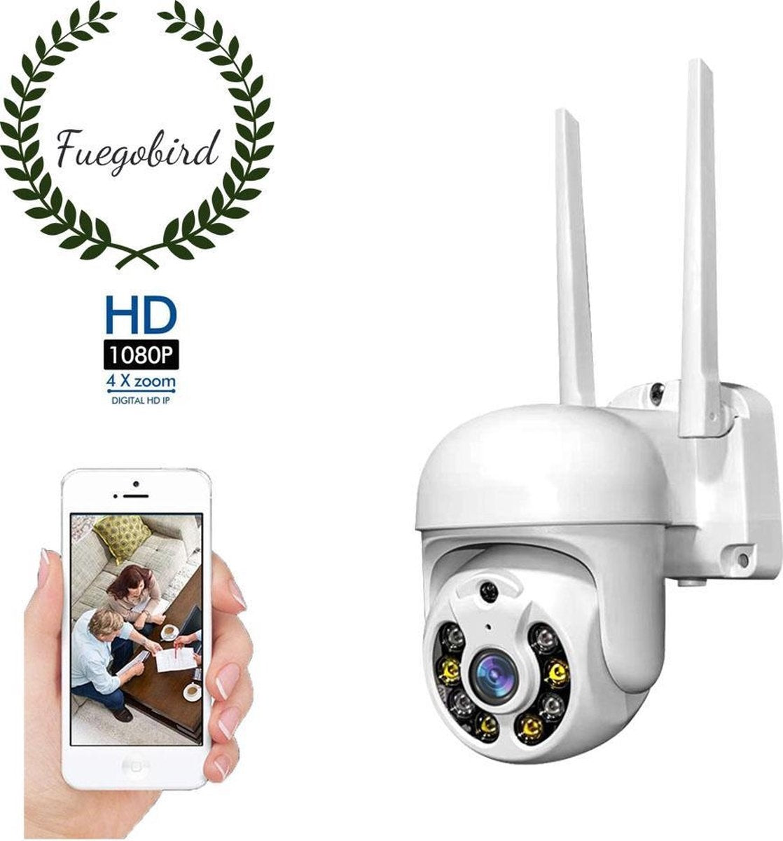 Fuegobird Wifi Smart Waterproof IP66 WIFI IP Camera-Outdoor Draaibaar en Kantelbaar Full HD 1080P-1 Inch Kleine Dome camera