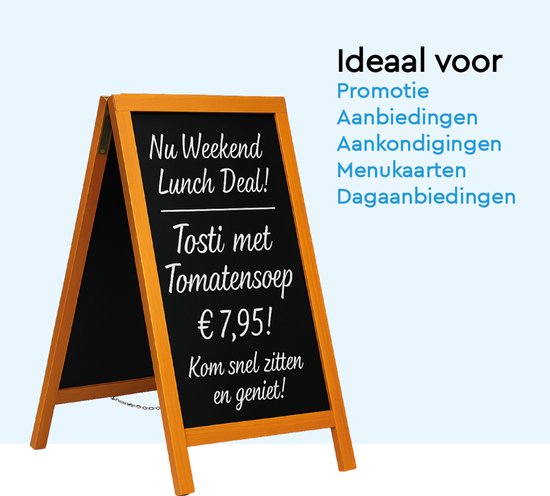 BRASQ Krijtstoepbord Mahonie - 70x130 CM - Krijtbord - Reclamebord - Stoepbord - Dubbelzijdig - voor Binnen en Buiten - Horeca