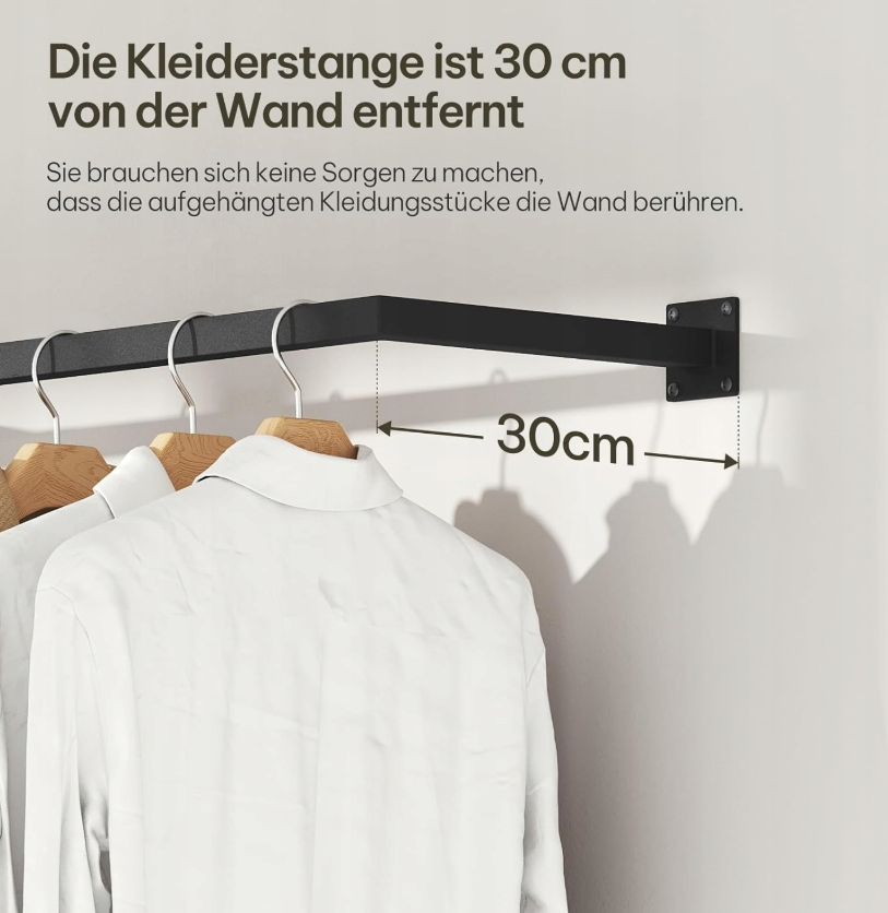Woltu Wandkapstok Industrieel - Zwart - 170 x 6 x 30 cm