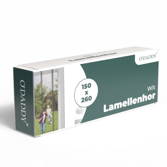 O'DADDY® Vliegengordijn Lamellenhor - 150x260 cm - Deurgordijn - Hordeur - Aanpasbaar Ontwerp - Glasvezel - Deurhor Wit