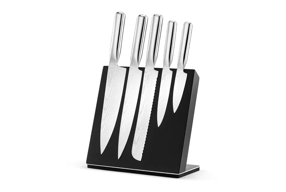 Pan Cook -Elegante 5-delige messenset met stijlvol messenblok
