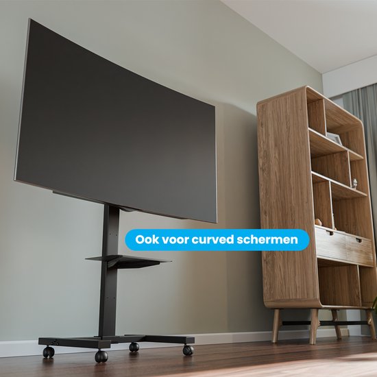 Auronic TV Standaard Verrijdbaar voor 32 tot 75" TV's - TV Voet op Wielen - Universeel - In Hoogte Verstelbaar - Draaibaar - Kantelbaar - Voor 55", 65" en Meer - Zwart