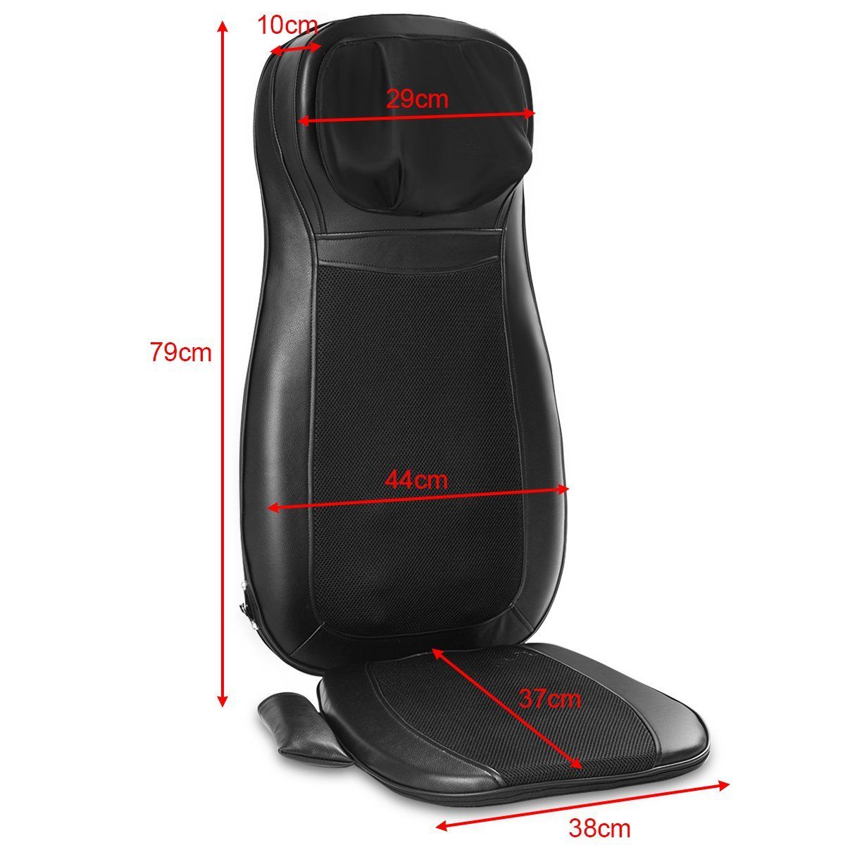 Coast Massagestoelhoes Shiatsu Zwart – 78 x 46 x 19 cm – 3 Massagezones – Met Warmtefunctie