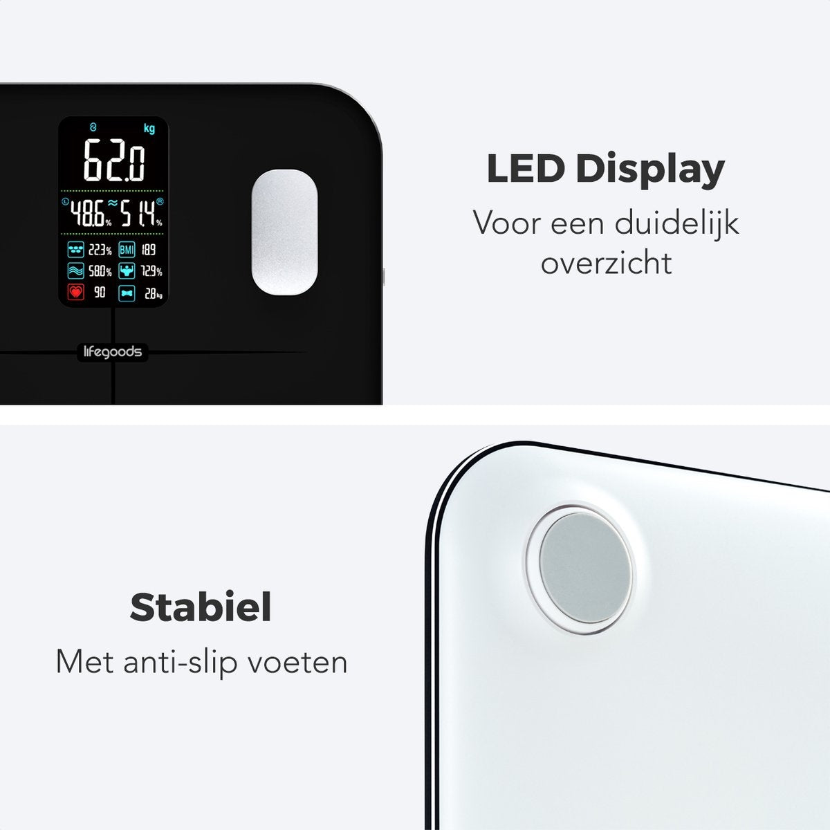 Auronic Personenweegschaal - Lichaamsanalyse & Vetpercentage - Digitaal - 15 Metingen - Zwart