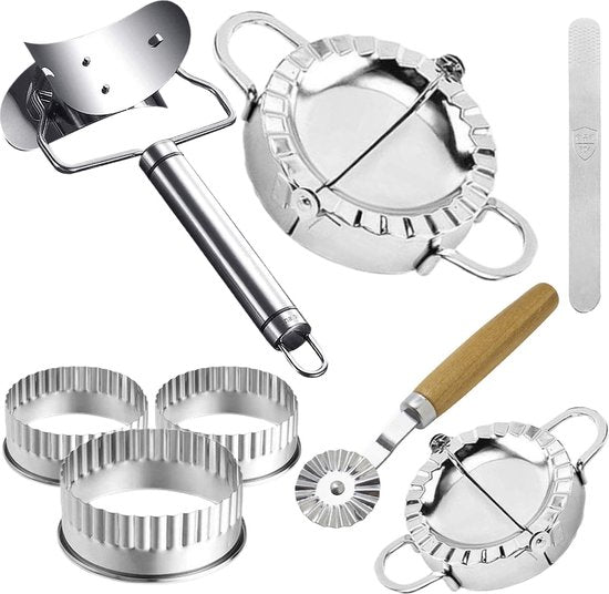Qualisce Dumpling Maker - Pastamachine - Uitsteekvormpjes - Ravioli Snijder - Deegroller - RVS
