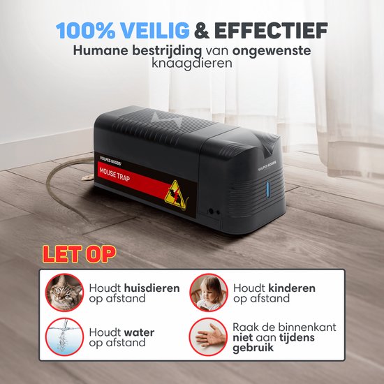 Vulpes Goods® Verjager - Elektrische Muizenval Pro – Effectieve Muizenval voor Binnen - Draadloos & Oplaadbaar - Veilig, Hygiënisch & Duurzaam – Ook geschikt als Elektrische Rattenval