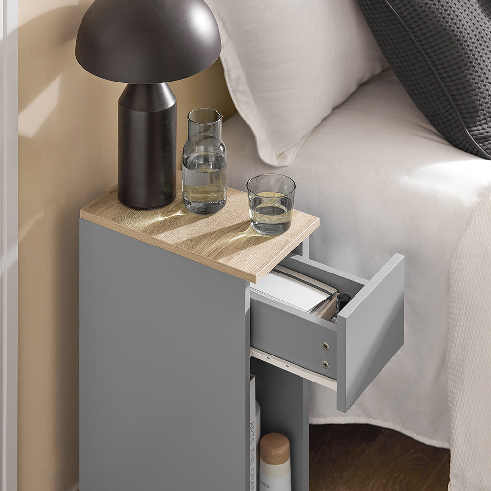 SoBuy Nachtkastjes - Bijzetkastjes - 1 uitschuifbare lade -Max. 20KG - 20 x 35 x 60 cm - Grijs