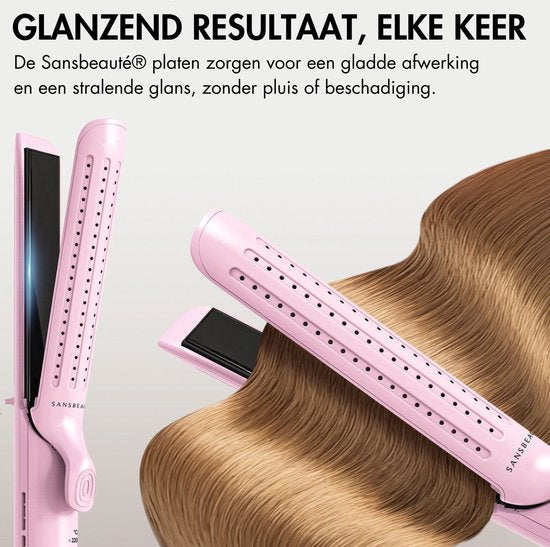 Sansbeauté® 2 in 1 Airflow Stijltang - Krultang - Stijltangen - Hair Straightener - Snel Opgewarmd - 140℃ t/m 220℃ - Stijlen & Krullen - ION technologie