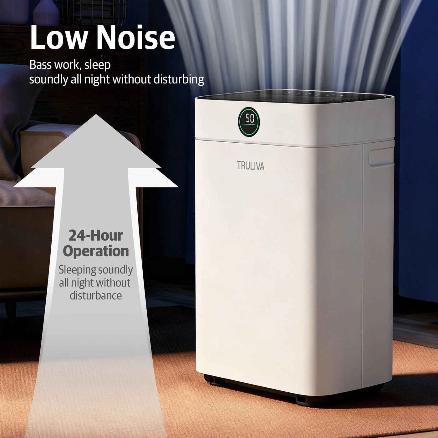 Truliva Luchtontvochtiger 25 L/dag - Wasdroogfunctie - Auto Defrost - R290 - 2,8 L Watertank - 32 x 28 x 52,7 cm