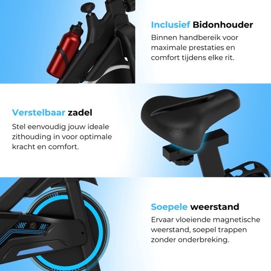 Hometrainer - Fitness Fiets - Spinningfiets - 8KG Vliegwiel - Hartslagmeter - Incl App - Extreem stil