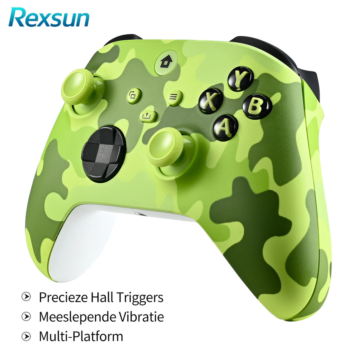 Rexsun WR007 Draadloze Gamecontroller - Camouflagegroen - 2.4G, Xbox One/PC, Trilfunctie