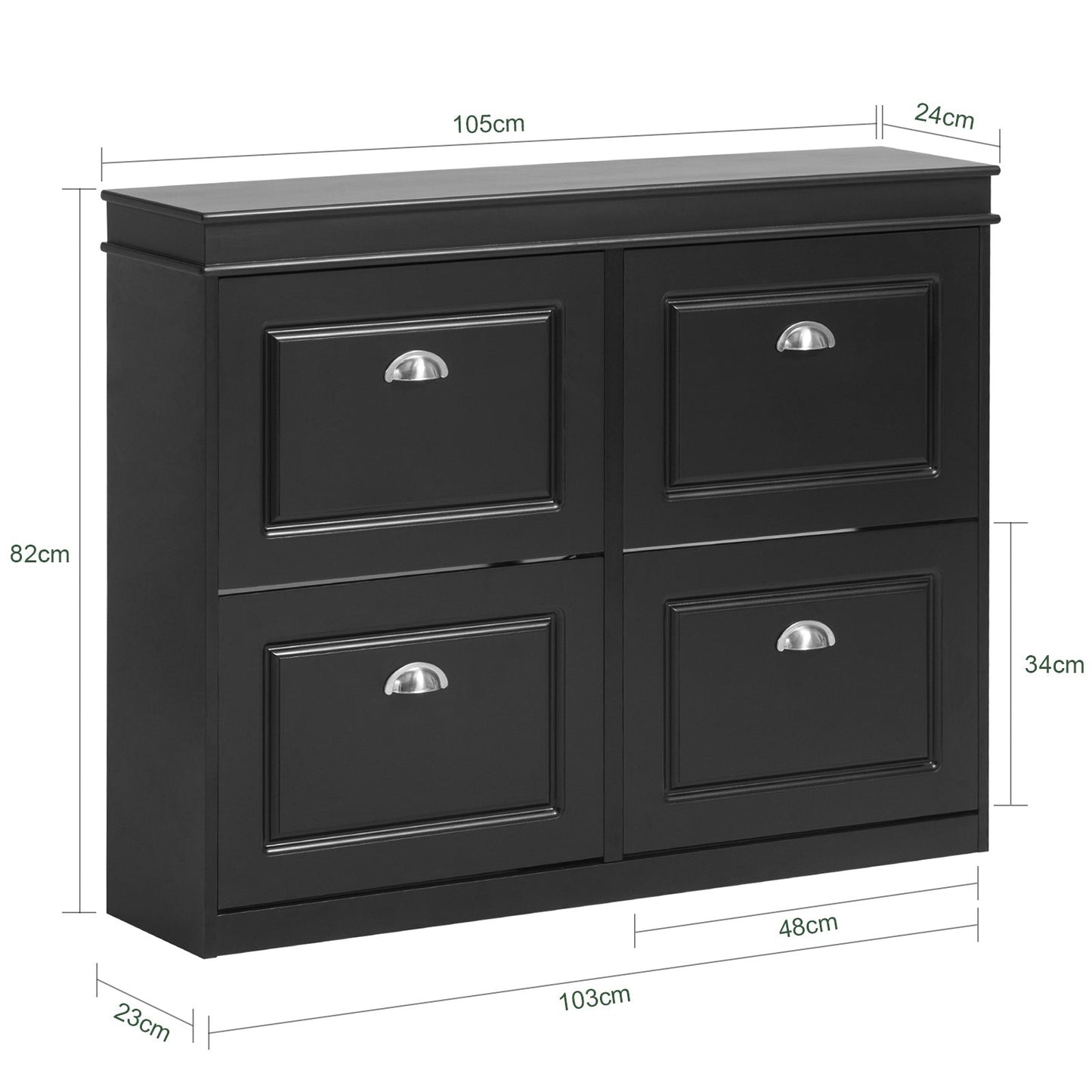 SoBuy Schoenenkast met 4 lades - 105 x 24 x 82 cm - Zwart