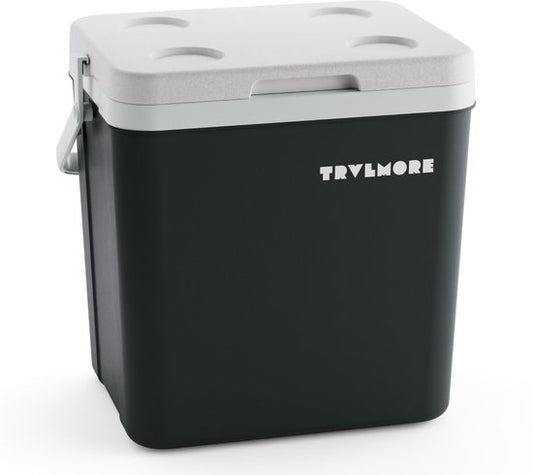 TRVLMORE Koelbox 26L - 65 Uur Koeling - Frigobox - Inclusief 2 Koelelementen - Antraciet