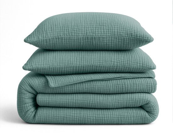 Sleeptime 2 in 1 Mousseline Dekbed - Dekbed zonder Overtrek Inclusief Kussensloop - 240x200 - Groen