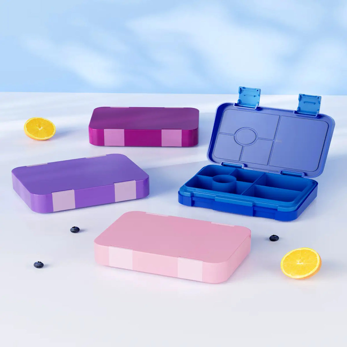 Meoky Lunchbox 5 Compartimenten met Dubbele Sluiting - Blauw
