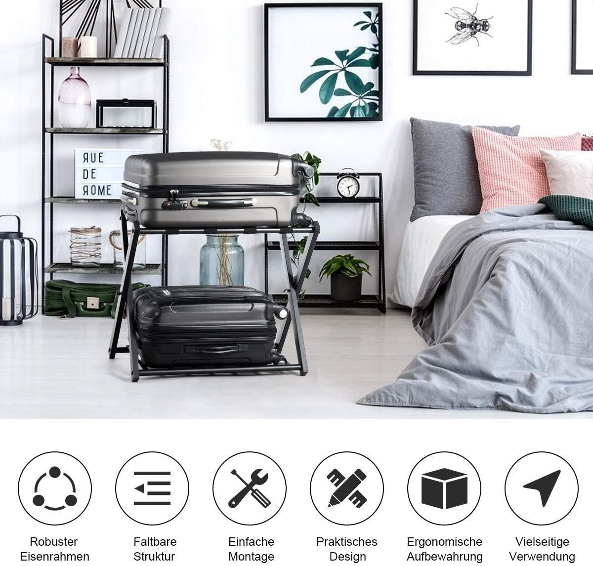 Coast set van 2 standaard bagagerekken - Dubbellaags bagagehouders - Max. 60KG - 68 x 43 x 58 cm - Zwart
