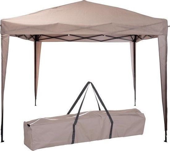 Ambiance Partytent - Paviljoen - EasyUp - Opvouwbaar - Waterdicht - Met Draagtas - 300 x 300 cm - Taupe