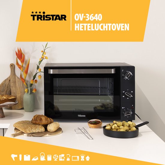 Tristar Vrijstaande oven OV-3640 - Bakoven 2000W - 60L - 90 tot 230⁰C - 5 Voorgeprogrammeerde standen