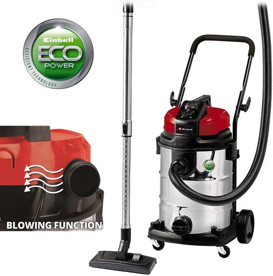 Einhell Elektrische Nat-/Droogzuiger TE-VC 2230 SA - 1150 W - 220 mbar - 30 L - ECO-technologie - Luchttekortregelaar - Incl. Combimondstuk tapijt / gladde vloer - 3 m slang - Telescopische buis