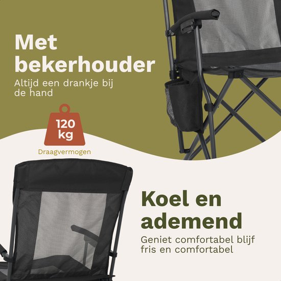 TRVLMORE Campingstoelen - Opvouwbaar - 2-Pack - 120KG Draagvermogen - Incl. Draagtas - Klapstoel - Visstoel - Kampeerstoel - Vouwstoel - Zwart