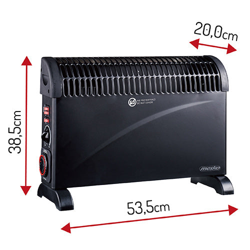 Mesko Elektrische Convector Kachel - Instelbare Thermostaat - 3 Warmtestanden - 2000W - Zwart