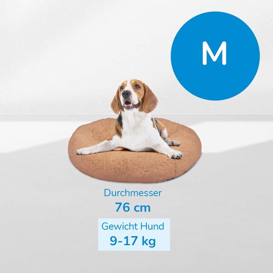 Peaceful Pooch M - pluizig hondenbed - 76cm diameter - opvouwbaar - in verschillende maten. Kattenbed - wasbaar - uitneembare vulling - ontspant gewrichten en spieren - anti-slip noppenbodem