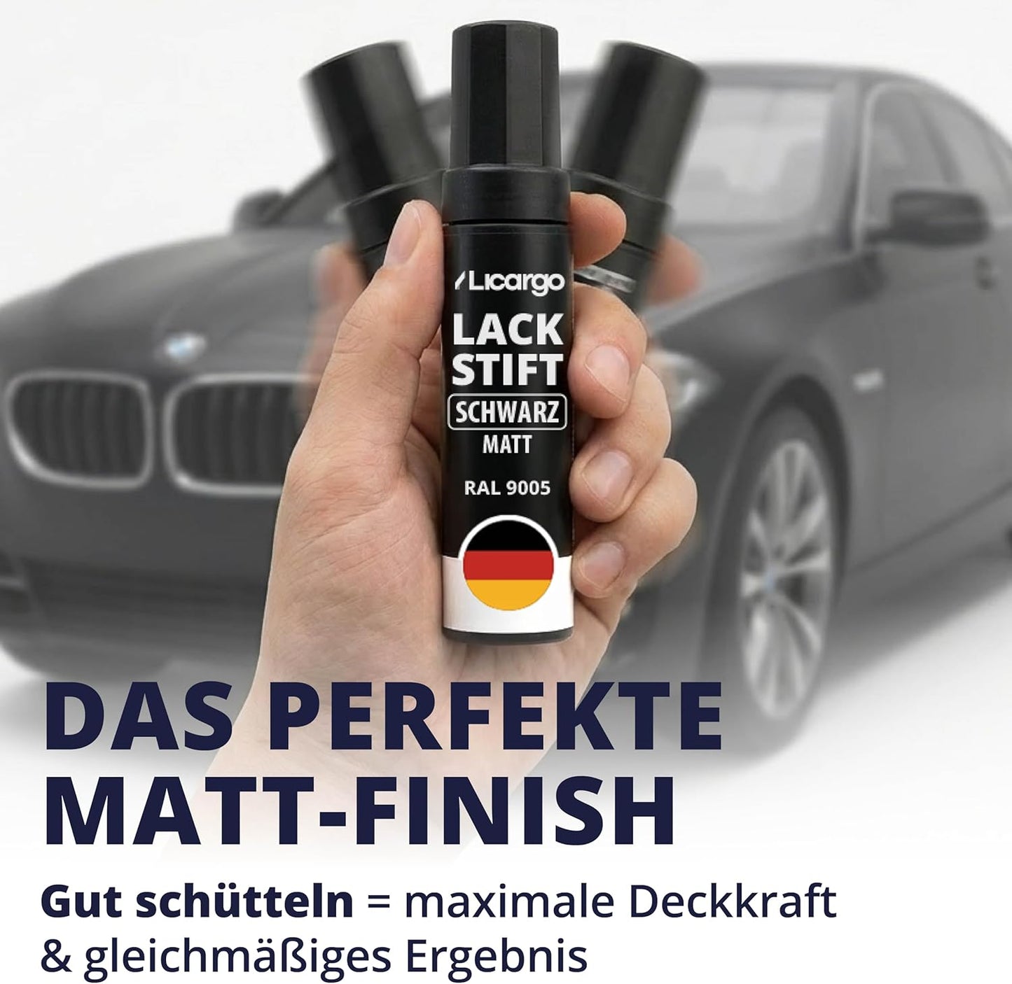 LICARGO Lackstift Mat Zwart 12 ml - Auto, Velgen, Fiets en Metaal