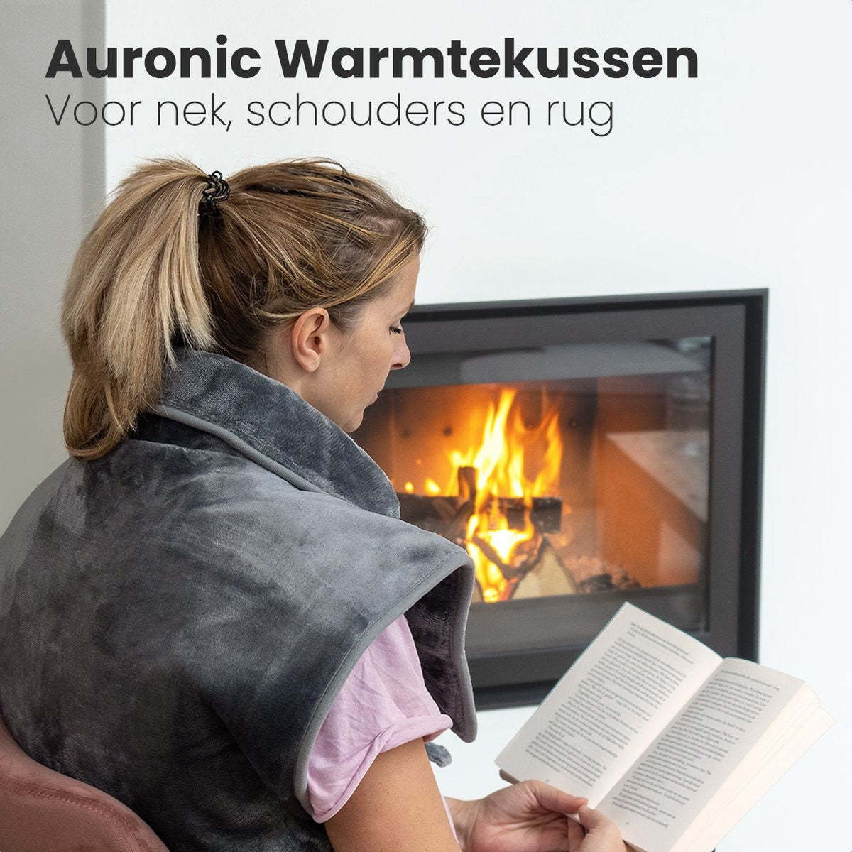 Auronic Warmtekussen - Elektrisch - Schouders en Rug - Wasbaar - Grijs