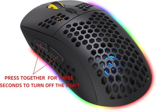 HXSJ T90 2.4G Draadloze Gaming Muis - Bluetooth - Computermuizen - Ultra licht - RGB Verlichting - Zwart