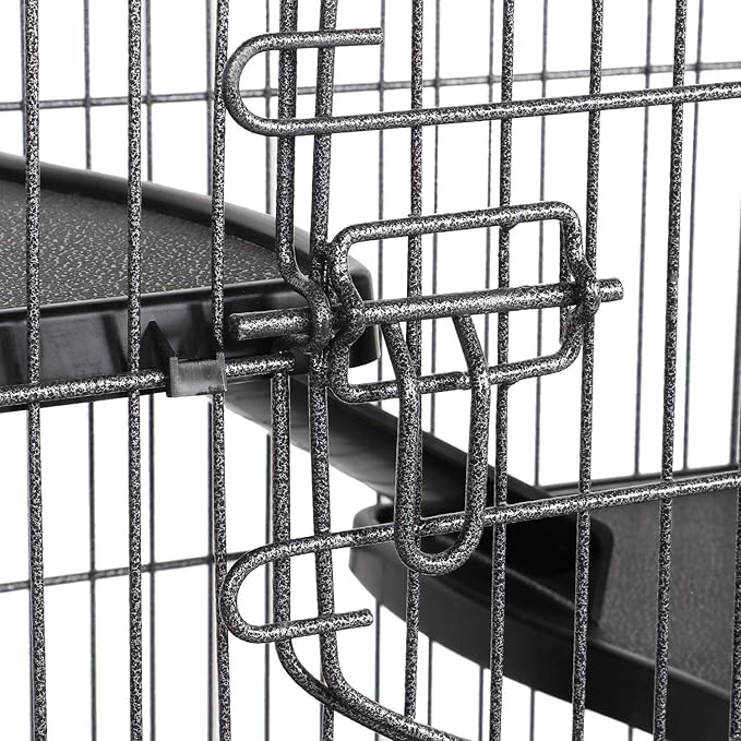 Yaheetech Knaagdierkooi 64 x 43,8 x 131,6 cm - Zwart - Verrijdbare Kooi voor Ratten, Fretten, Chinchilla's en Konijnen