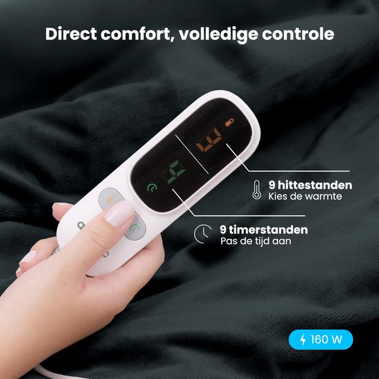 Auronic Elektrische Deken - Warmtedeken - Sherpa Fleece - 9 Hitte en Timerstanden - Bovendeken - 180x130 - 1 persoons - Antraciet