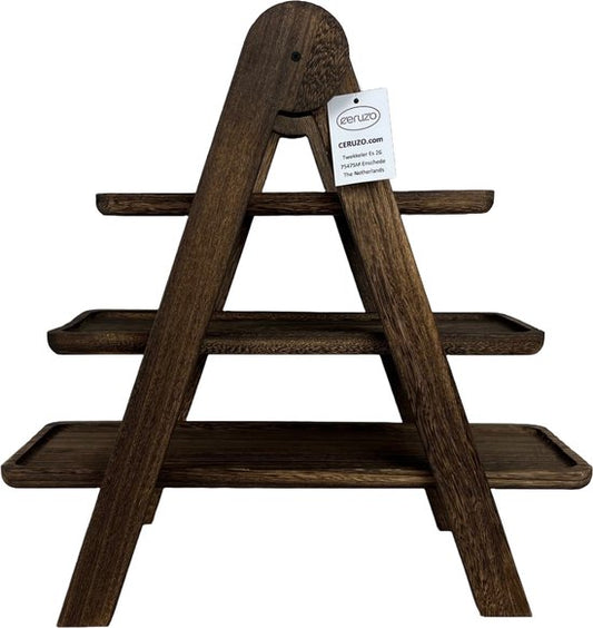 Ceruzo Etagere Plataan Hout - 3 Lagen - Hoogte 42 cm - Lichtgewicht - Serveertoren - Borrelplank - High Tea