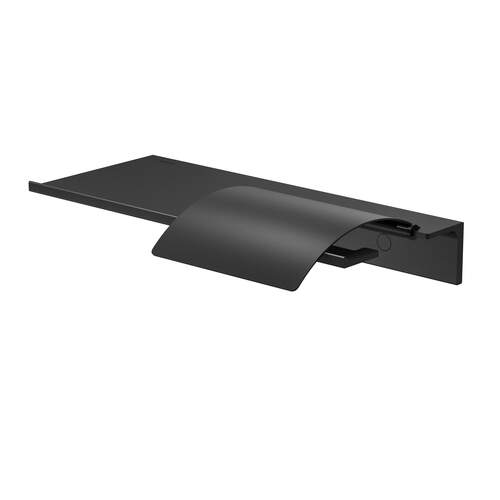 Geesa Leev Planchet met Toiletrolhouder en Klep - 28 cm - Zwart - Aluminium