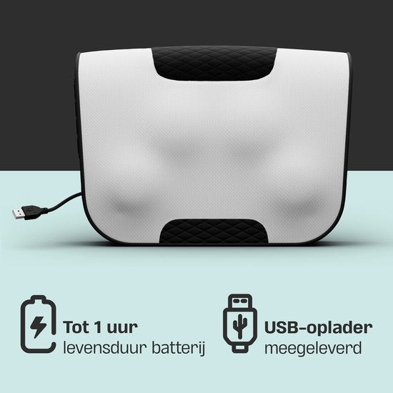 CozySense® Shiatsu Massagekussen - Elektrisch & Draadloos Massage Apparaat voor Nek en Rug - Warmtefunctie - Oplaadbaar - Ergonomisch - Wit