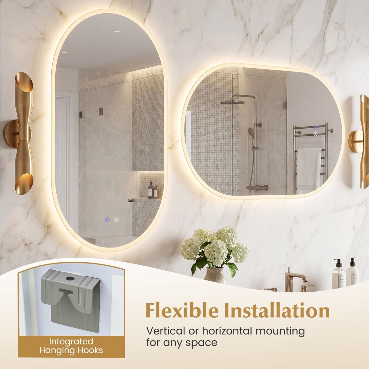 Coast Badkamerspiegel met LED-verlichting - anticondensfunctie - touchbediening - 90 x 55 cm - zilver