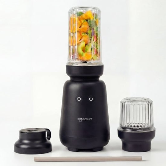 Safecourt Kitchen PureBlend - 1000W Smoothie maker - BPA vrij - inclusief to-go drinkdeksel + rietje- Premium Tritan blendbekers -Zwart