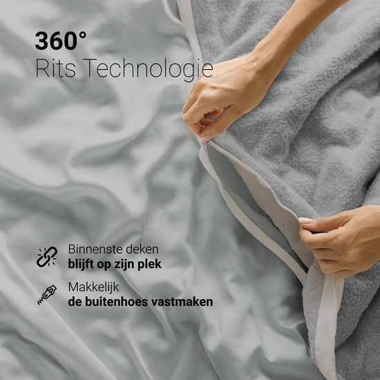 CozySense® Verzwaringsdeken 8 kg - Weighted Blanket - Zwaartedeken met GLASS-Flow® Drukverdeling - Inclusief Wasbare Hoes - 140x200 cm - Grijs