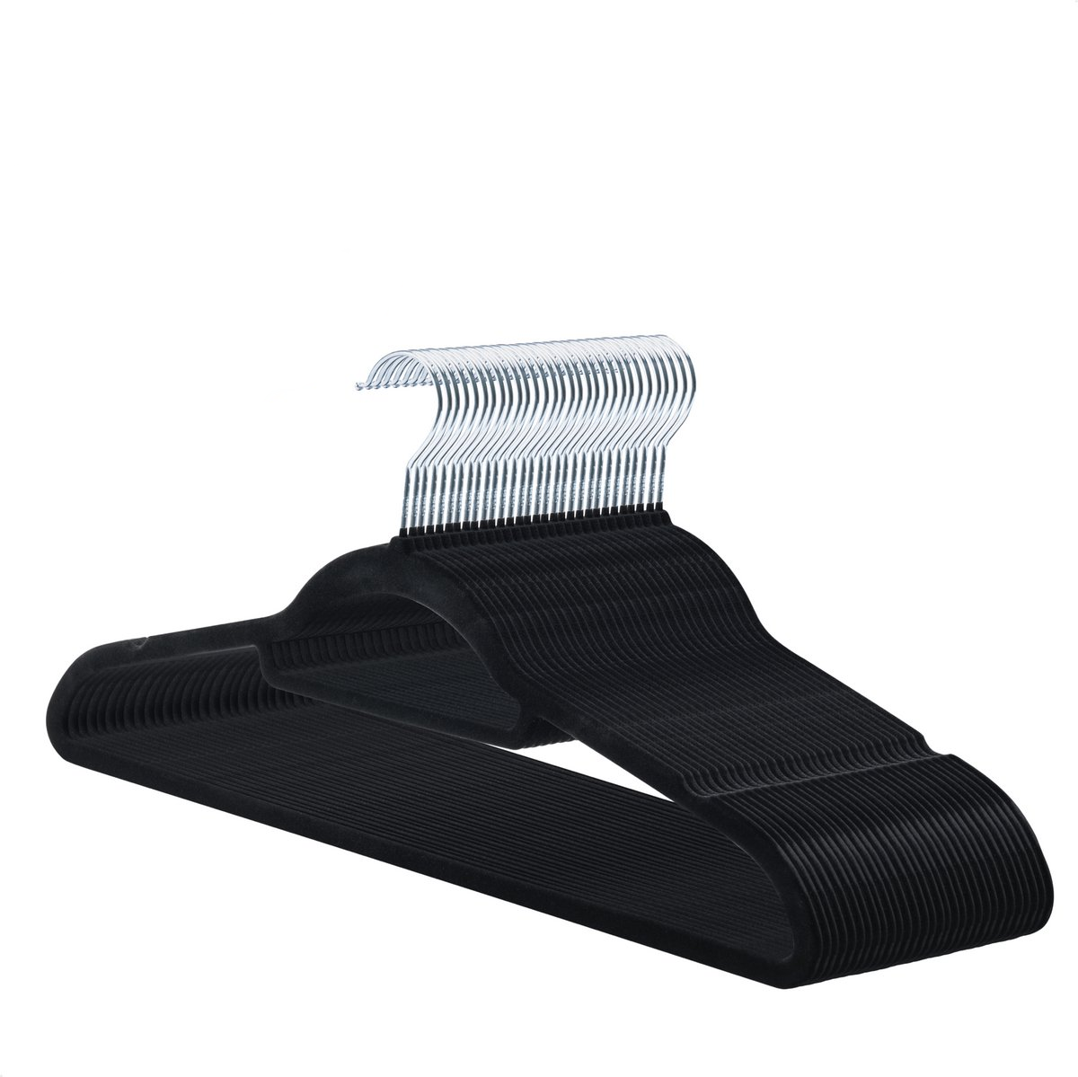 Acaza Fluwelen kledinghangers - 60 stuks - Antislip met draaibare haak - Zwart