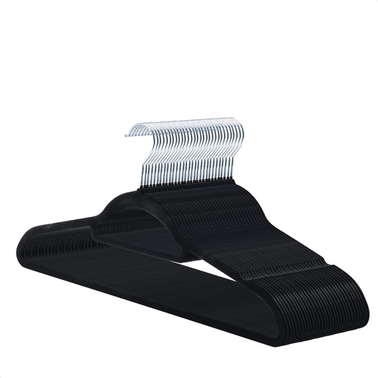 Acaza Fluwelen kledinghangers - 60 stuks - Antislip met draaibare haak - Zwart