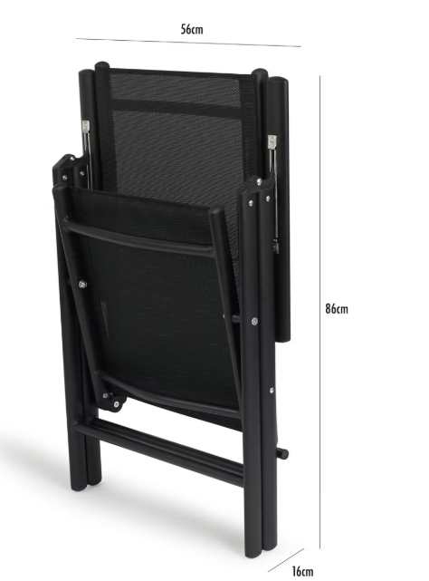 909 Outdoor Aluminium Tuinstoelen – 66x55x107 cm – Grijs – Set van 2 – Opvouwbaar & Verstelbaar