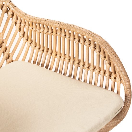 Nunuhai - Set van 2 rotan barkrukken met beige poten, hoogte 68 cm