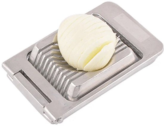 TTD® RVS Eiersnijder Natuurlijk – Eiersnijder van Roestvrij staal met Aluminium Draad voor Perfecte Eiplakjes