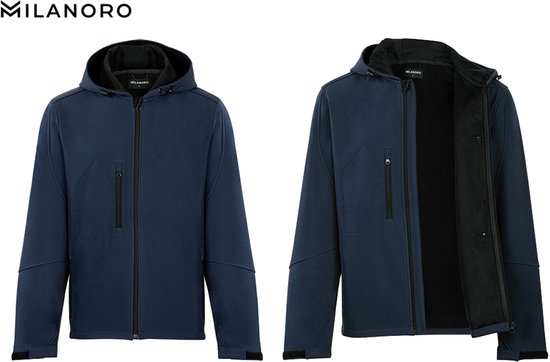 Milanoro - Wind- en waterdichte jasjes - Jas met kap - Navy - XXL