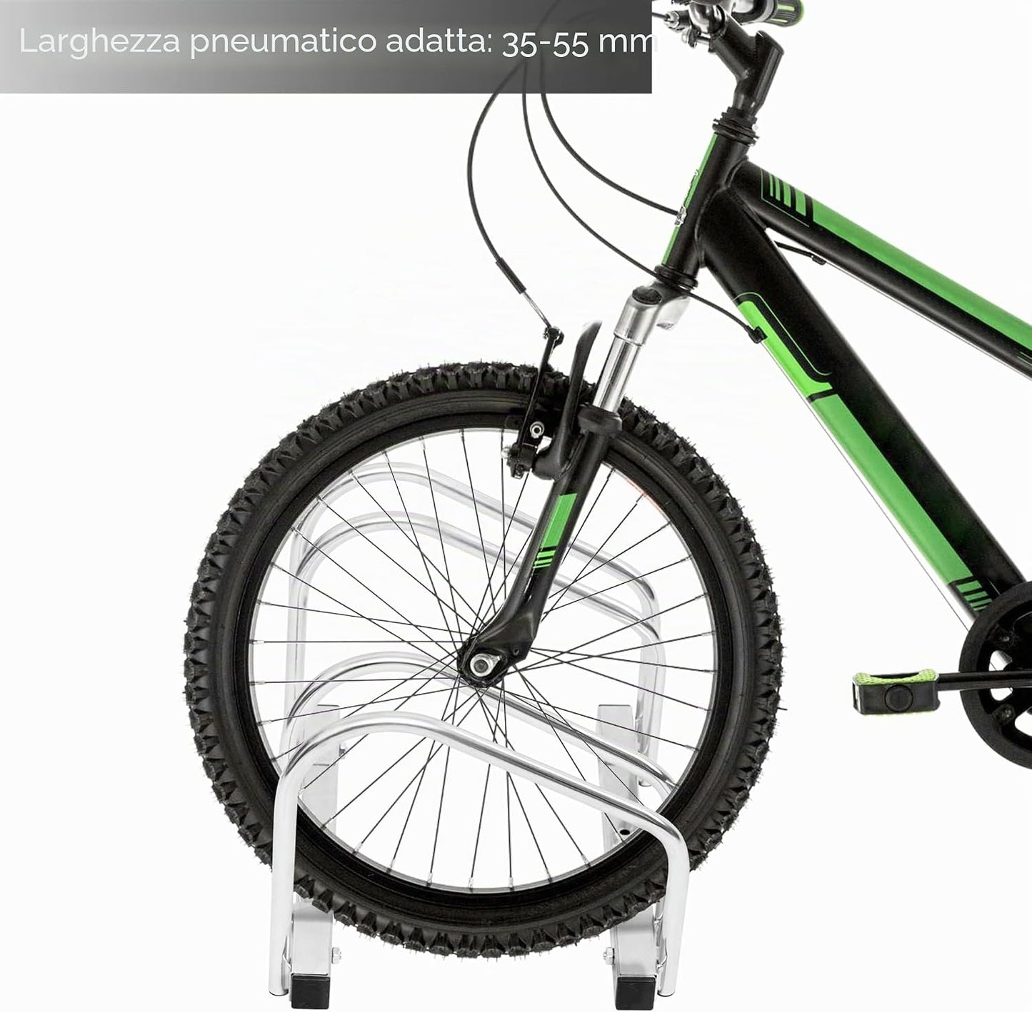 WOLTU Fietsenrek Voor 2 Fietsen – Robuust Stalen Fietsenstandaard Voor Vloer- En Wandmontage – Geschikt Voor Bandbreedtes Van 35-55 mm – Zilver/Zwart – Ø 16 mm