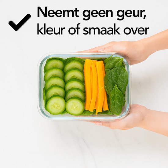 Aviro Vershoudbakjes Glas - 6 Stuks - Meal Prep Bakjes - Vriezer, Magnetron & Oven Bestendig - BPA Vrij - Luchtdicht - 1L