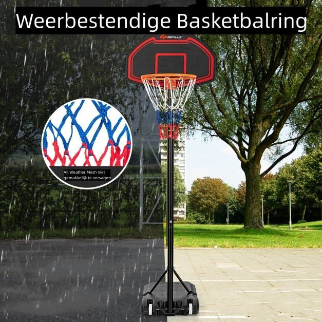 Coast Basketbalstandaard - Hoogte Versetlbaar - 192cm-247cm - Zwart/Rood
